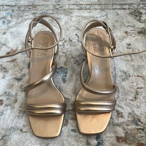 Naturalizer Rose Gold Strappy Block Heel Sandals - Women's